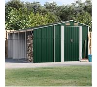vidaXL Abri de Jardin, Cabane à Outils avec Poignées, Remise à Outils avec Toit Inclinable, Abri de Rangement Terrasse, Vert