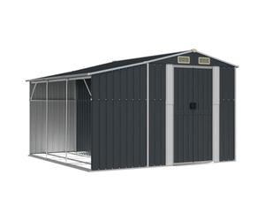 vidaXL Abri de Jardin, Cabane à Outils avec Poignées, Remise à Outils avec Toit Inclinable, Abri de Rangement Patio, Anthracite 277x279x179 cm Acier Galvanisé