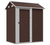 vidaXL Abri de Jardin, Cabane à Outils avec Poignées, Remise à Outils avec Toit Inclinable, Hangar de Terrasse Patio, Marron Acier Galvanisé