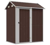 vidaXL Abri de Jardin, Cabane à Outils avec Poignées, Remise à Outils avec Toit Inclinable, Hangar de Terrasse Patio, Marron Acier Galvanisé