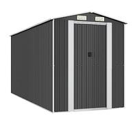 vidaXL Abri de Jardin Cabane Maison de Stockage Remise d'Extérieur Hangar de Stockage d'Outils Anthracite 192x440x223 cm Acier Galvanisé