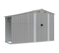 vidaXL Abri de Jardin Gris 277x93x179 cm Acier galvanisé, Rangement de Jardin, Remise, abri à Outils, abri en métal, abri de Rangement