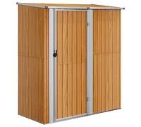 vidaXL Abri de Jardin Hangar de Stockage Abri de Rangement Remise à Outils Maison d'Extérieur Marron 180,5x97x209,5 cm Acier Galvanisé Aspect Bois