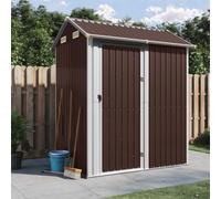 vidaXL Abri de Jardin, Cabane à Outils avec Poignées, Remise à Outils avec Toit Inclinable, Hangar de Terrasse Patio, Marron Acier Galvanisé