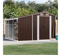 Abri de Jardin, Cabane à Outils avec Poignées, Remise à Outils avec Toit Inclinable, Abri de Rangement Terrasse, Marron 277x279x179 cm Acier
