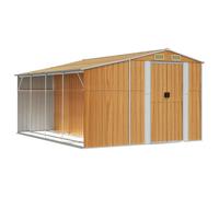 vidaXL Abri de jardin Cabane à outils 277×365,5×179 cm Acier galvanisé Marron clair, toit inclinable