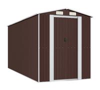 Vidaxl Abri De Jardin Marron Foncé 192x440x223 Cm Acier Galvanisé