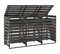 Vidaxl Abri De Poubelle Triple 210x75x121 Cm Bois De Pin Massif Peint