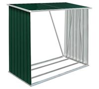 vidaXL Abri de Stockage de Bois Abri de Chauffage de Bois Abri de Jardin Rangement Extérieur Durable Acier Galvanisé 163x83x154 cm Vert