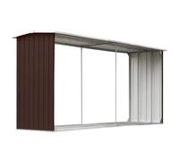 vidaXL Abri de Stockage de Bois Abri de Chauffage de Bois Abri de Jardin Rangement Extérieur Durable Acier Galvanisé 330x92x153 cm Marron