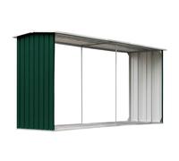 vidaXL Abri de Stockage de Bois Abri de Chauffage de Bois Abri de Jardin Rangement Extérieur Durable Acier Galvanisé 330x92x153 cm Vert