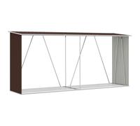 vidaXL Abri de Stockage de Bois Abri de Chauffage de Bois Abri de Jardin Rangement Extérieur Durable Acier Galvanisé 330x84x152 cm Marron