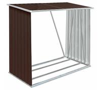 vidaXL Abri de Stockage de Bois Abri de Chauffage de Bois Abri de Jardin Rangement Extérieur Durable Acier Galvanisé 163x83x154 cm Marron