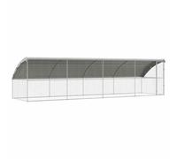 vidaXL Abri pour chien 4 pièces argenté 8 x 2 x 2 m en acier, chenil moderne et minimaliste, abri durable pour animaux de compagnie en plein air, enclos sûrs pour chiens, logement résistant aux