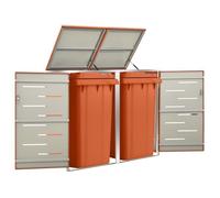 vidaXL Abri pour deux poubelles 138x77,5x115,5 cm Inox, 37.7 kg