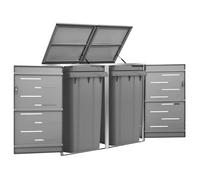 vidaXL Abri pour deux poubelles 138 x 77,5 x 115,5 cm Inox Anthracite