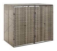 vidaXL Abri pour Poubelle Double Gris 140x80x117 cm Résine tressée, Stockage de Poubelle à Roue Unique, Couvercle pour Poubelle, abri pour Poubelle à Roue Unique