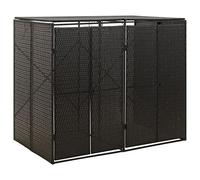vidaXL Abri pour Poubelle Double Noir 140x80x117 cm Résine tressée
