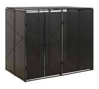 vidaXL Abri pour poubelle double Noir 140x80x117 cm Résine tressée 319861