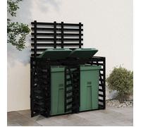 vidaXL Abri pour poubelles double 3157689 sur roulettes Bois massif de pin noir, porte et couvercle