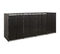 Vidaxl Abri Pour Poubelle Quadruple Noir 274x80x117 Cm Résine Tressée