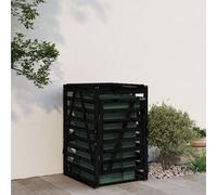 Abri pour poubelle sur roulettes noir bois massif de pin