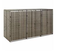 vidaXL Abri pour poubelle triple Gris 207x80x117 cm Résine tressée 319866