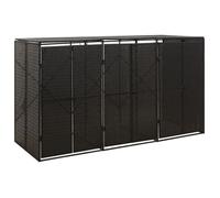 vidaXL Abri pour poubelle triple 319862 Noir 207x80x117 cm Résine tressée
