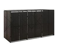vidaXL Abri pour Poubelle Triple Noir 207x80x117 cm Résine tressée