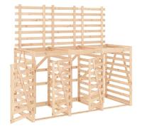 Vidaxl Abri Pour Poubelle Triple Sur Roulettes Bois Massif De Pin