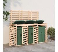 vidaXL Abri pour Poubelle Triple sur Roulettes, Cache-poubelle avec Porte et Couvercle, Hangar à Poubelles avec Rangement 3157691