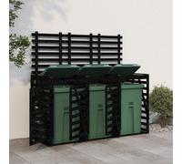 vidaXL Abri pour Poubelle Triple sur Roulettes, Cache-poubelle avec Porte et Couvercle, Hangar à Poubelles avec Rangement 3157695