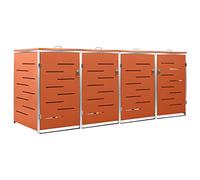 vidaXL Abri pour Quatre poubelles 276,5x77,5x115 cm INOX