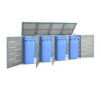 vidaXL Abri pour Quatre Poubelles, Cache-poubelle avec Couvercle, Boîte de Rangement à Poubelles Jardin Extérieur, 149569