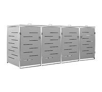 vidaXL Abri pour Quatre Poubelles, Cache-Poubelle avec Couvercle, Boîte de Rangement à Poubelles Jardin Extérieur, 276,5x77,5x112,5 cm Acier Galvanisé