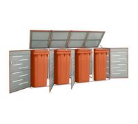vidaXL Abri pour Quatre Poubelles, Cache-poubelle avec Couvercle, Boîte de Rangement à Poubelles Jardin Extérieur, 149565