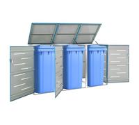 vidaXL Abri pour trois poubelles 207×77,5×112,5 cm Inox