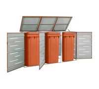 vidaXL Abri pour trois poubelles 207x77,5x115 cm Inox, 52.05 kg