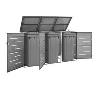 vidaXL Abri pour trois poubelles 207x77,5x115 cm Inox, 52.15 kg