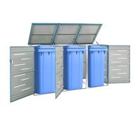 vidaXL Abri pour trois poubelles 207x77,5x115 cm Inox, Acier inoxydable, 51.95kg
