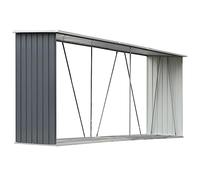 Abri de stockage de bois - vidaXL - 330x84x152 cm - Acier galvanisé - Gris - Toit traditionnel