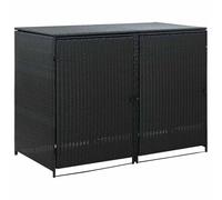 vidaXL Abris Poubelle Double Résine Tressée Noir Jardin Patio Cache-Poubelle