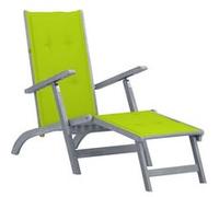 vidaXL Acacia Solide Chaise de Terrasse avec Repose-pied et Coussin Bain de Soleil de Terrasse Transat de Jardin Chaise Longue de Patio Extérieur