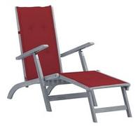 vidaXL Chaise de terrasse avec repose-pied et coussin Acacia solide
