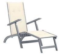 vidaXL Chaise de terrasse avec repose-pied et coussin Acacia solide