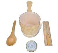vidaXL Accessoires de sauna Kit 5 pcs — Seau, Cuillère, Sablier, Thermo-hygromètre