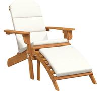 Chaise de Jardin Adirondack et Repose-pieds, Fauteuil Pliable avec Dossier, Siège avec Accoudoirs, Chaise Longue de Terrasse Patio, Bois Massif