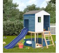 vidaXL Aire de jeux d'extérieur blanc et bleu bois massif de sapin, aire de jeux, ensemble de jeu en bois 3376143