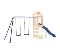 vidaXL Aire de jeux d'extérieur bois de pin massif, ensemble de jeu, ensemble de jeu en bois, ensemble de terrain de jeu, équipement de terrain de jeu Brun