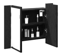 vidaXL Amoire de Salle de Bain avec Miroir Chêne Noir 60 x 12 x 45 cm | Lumière LED douce pour une ambiance chill, Deux étagères pour garder toutes tes affaires bien rangées,